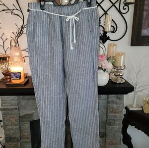 Tahari 100% Linen Striped Pants